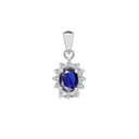 18ct White Gold Natural Diamond And Sapphire Pendant