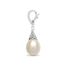 18ct White Gold Natural Diamond And Pearl Pendant