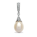 18ct White Gold Natural Diamond And Pearl Pendant