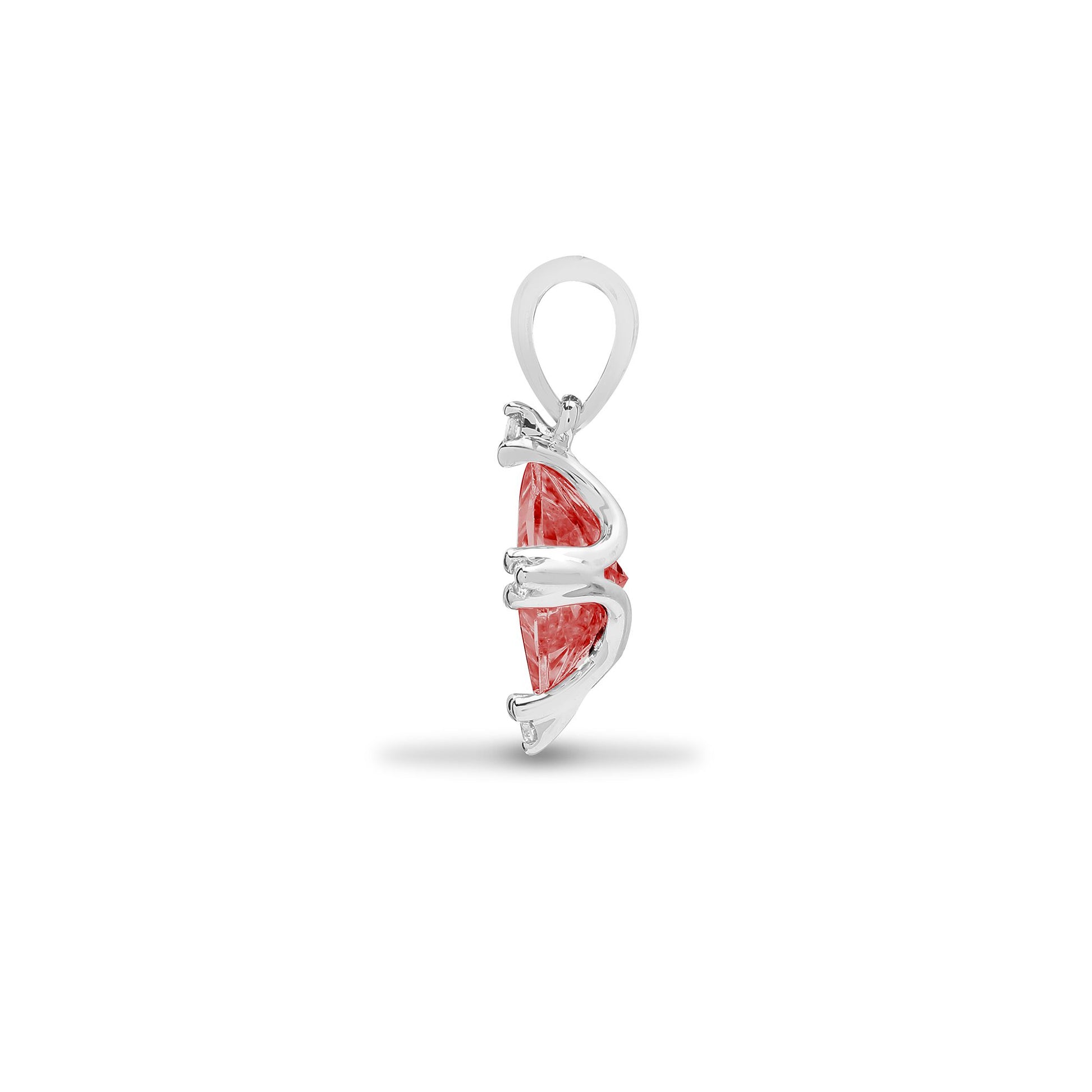 18ct White Gold Natural Diamond And Garnet Pendant