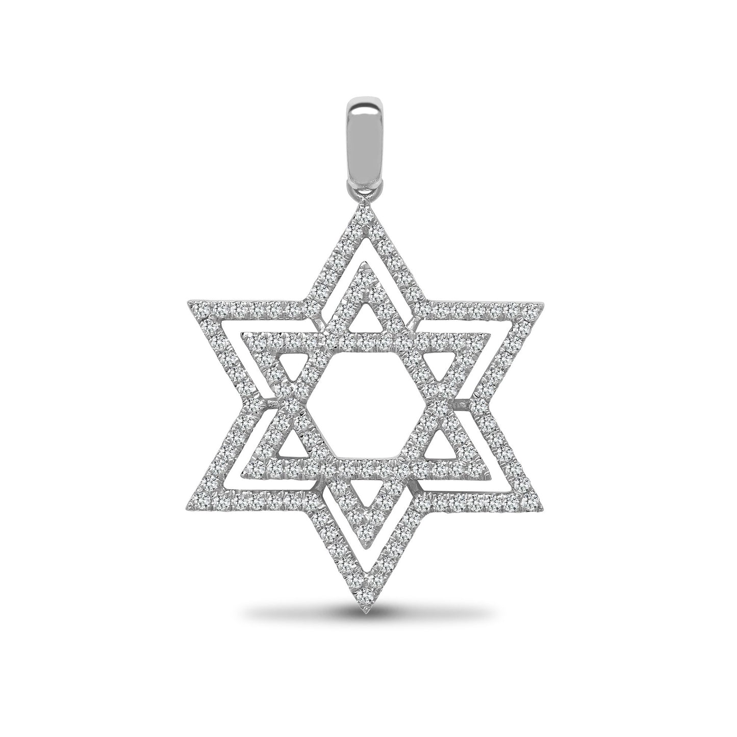 18ct White Gold Natural Diamond Star of David Pendant - 0.60ct