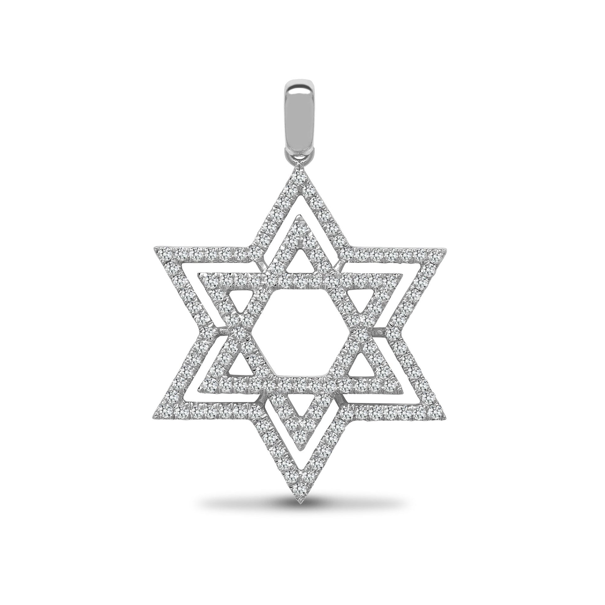 18ct White Gold Natural Diamond Star of David Pendant - 0.60ct