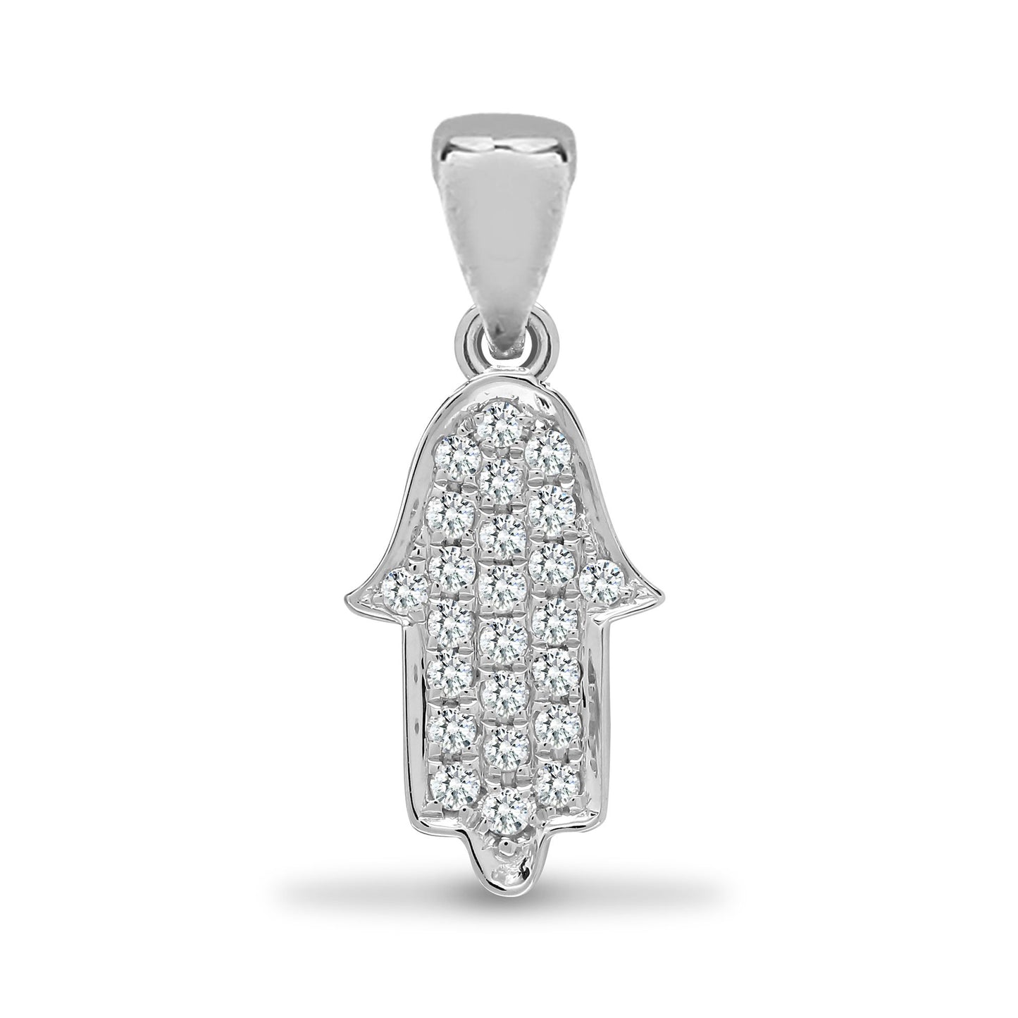 18ct 2 Col 0.14ct Natural Diamond Hamsa Pendant
