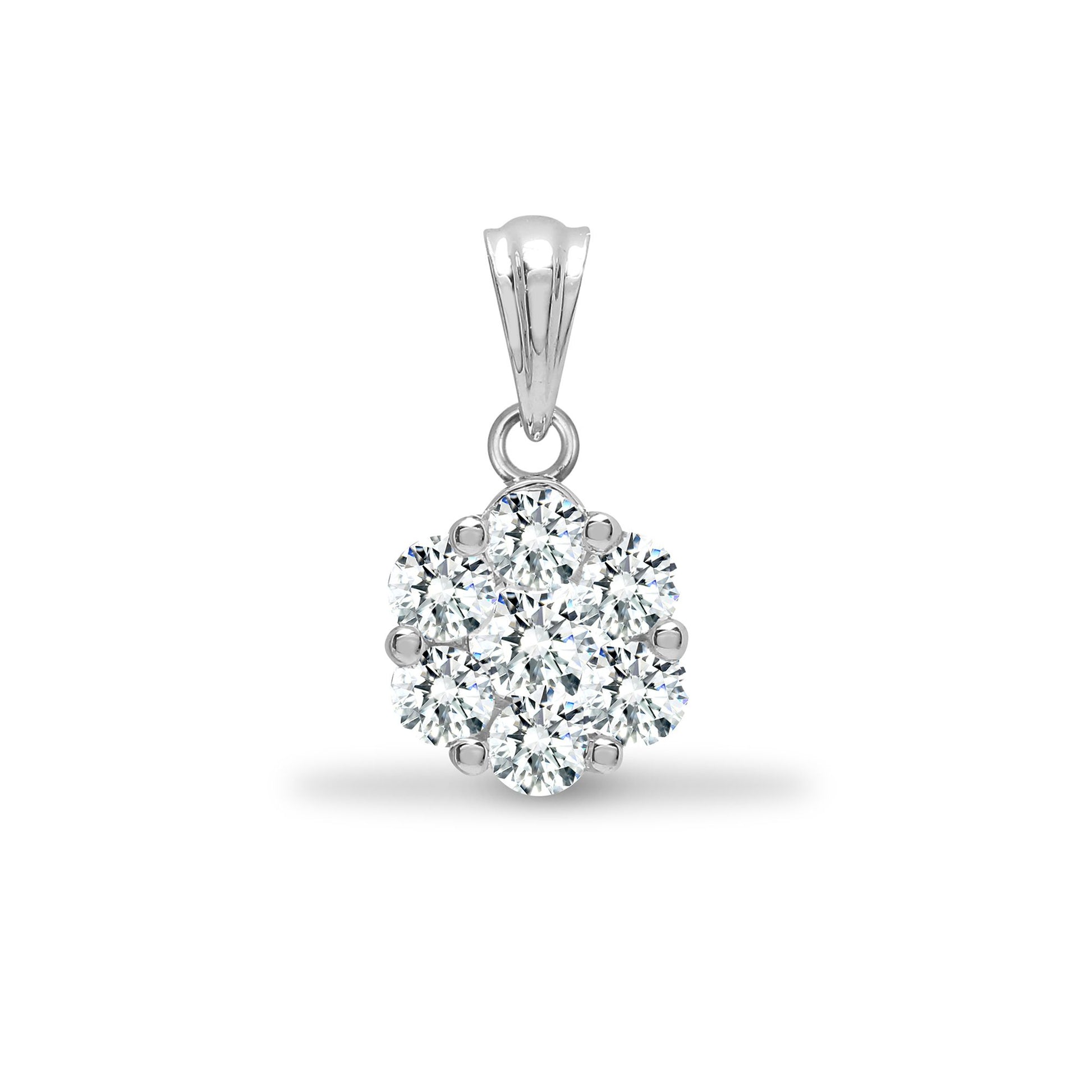 18ct White 1.00ct Natural Diamond 7 Stone Cluster Pendant