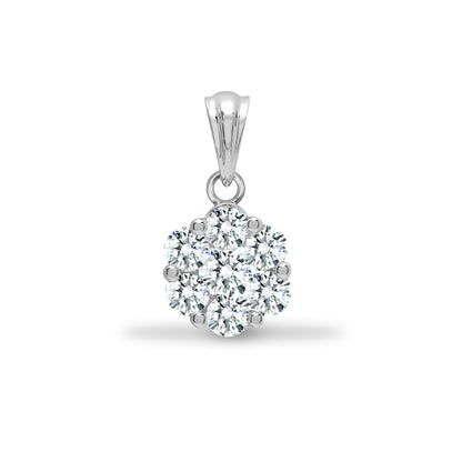 18ct White 1.00ct Natural Diamond 7 Stone Cluster Pendant