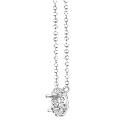Lab 18ct White Gold 0.12ct Diamond Halo Pendant with 16"-18" Chain Extender set with a 0.50ct G SI1 Diamond