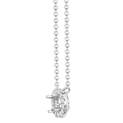 Lab 18ct White Gold 0.12ct Diamond Halo Pendant with 16"-18" Chain Extender set with a 0.50ct G SI1 Diamond