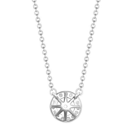 Lab 18ct White Gold 0.12ct Diamond Halo Pendant with 16"-18" Chain Extender set with a 0.50ct G SI1 Diamond