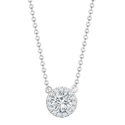 18ct White Gold 0.12ct Natural Diamond Halo Pendant with 16"-18" Chain Extender set with a 0.50ct J I1 Diamond