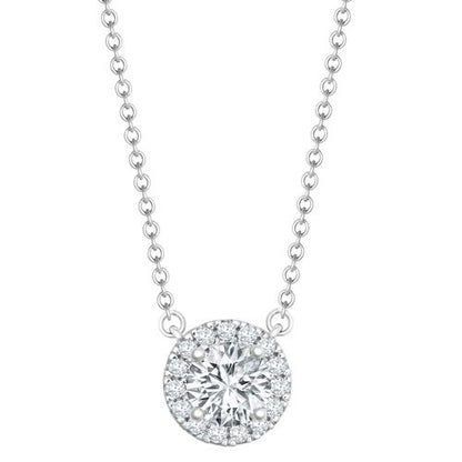 18ct White Gold 0.15ct Natural Diamond Halo Pendant with 16"-18" Chain Extender set with a 0.70ct G SI1 Diamond