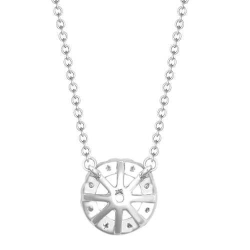 Lab 18ct White Gold 0.20ct Diamond Halo Pendant with 16"-18" Chain Extender set with a 1.00ct G SI1 Diamond