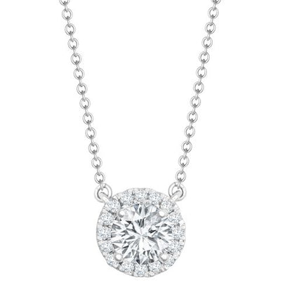 Lab 18ct White Gold 0.20ct Diamond Halo Pendant with 16"-18" Chain Extender set with a 1.00ct G SI1 Diamond