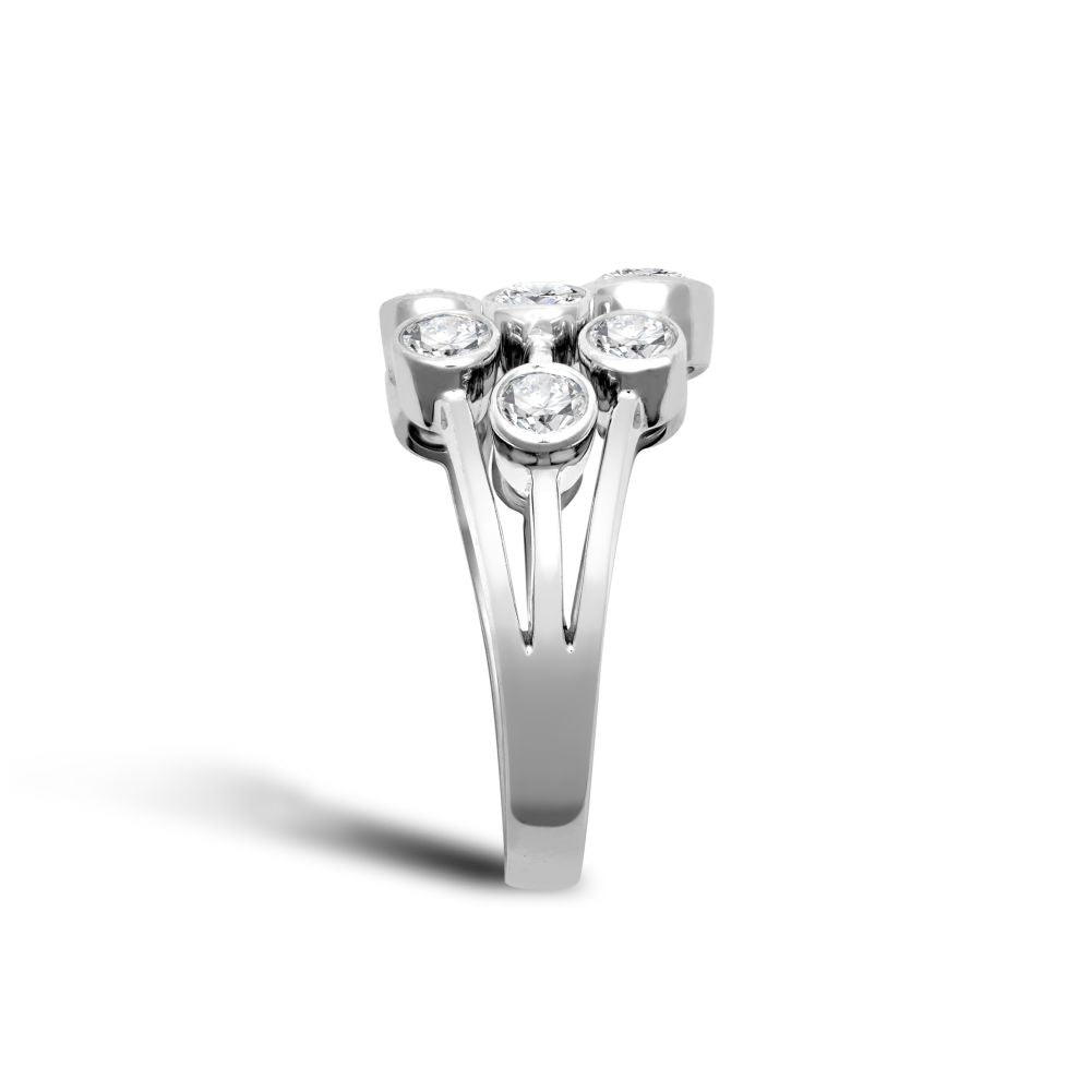 18ct White Gold 1.00cts Natural Diamond 3 Row Bubble Ring