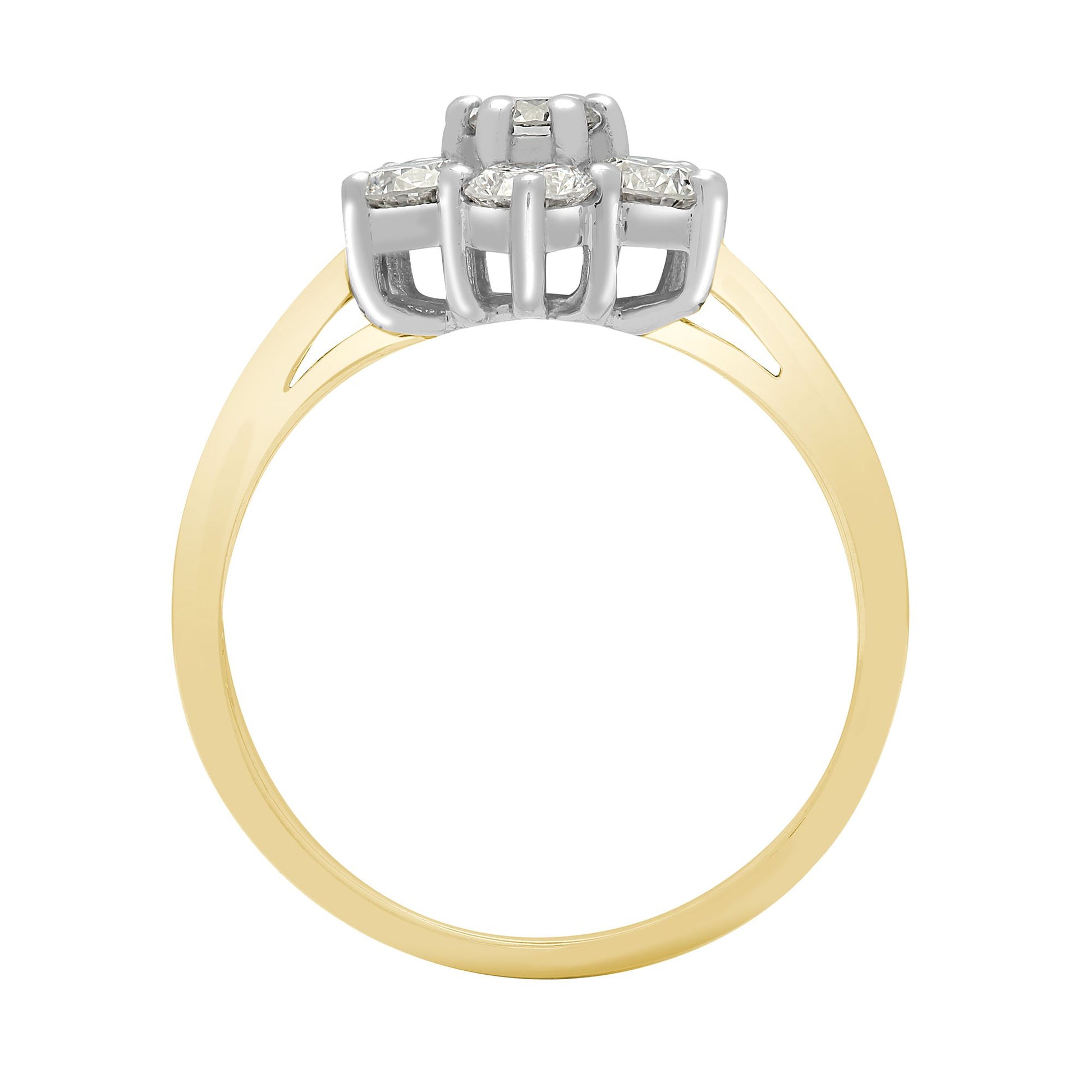 18ct Yellow/White 1.50ct Natural Diamond 7 Stone Cluster Ring