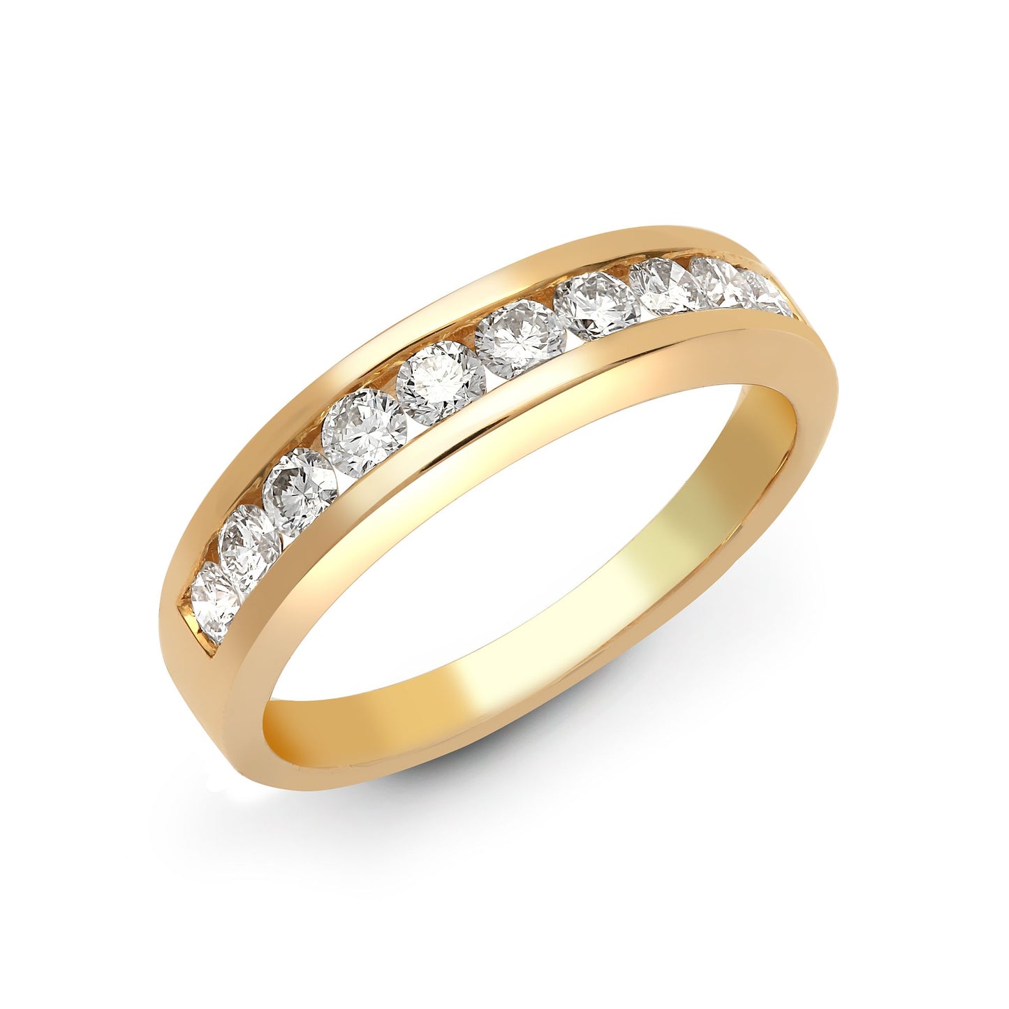 18ct Yellow Gold 1.50ct Channel Set Natural Diamond 1/2 ET