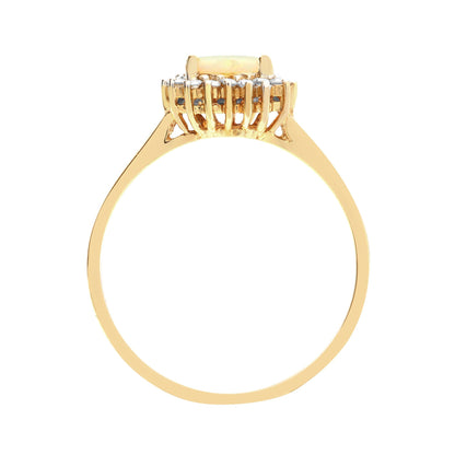 18ct Yellow Gold Natural Diamond And Opal Heart Shaped Ring