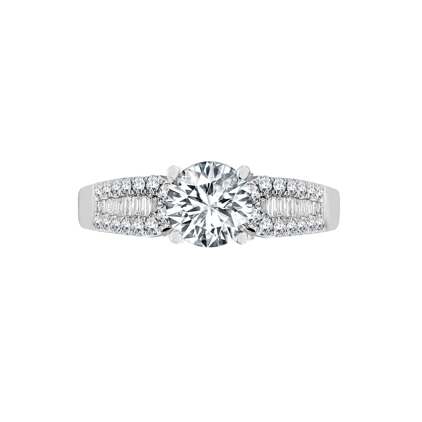 18ct White Gold 42pt Semi Set Natural Diamond Ring Mount. Fits 1.00ct