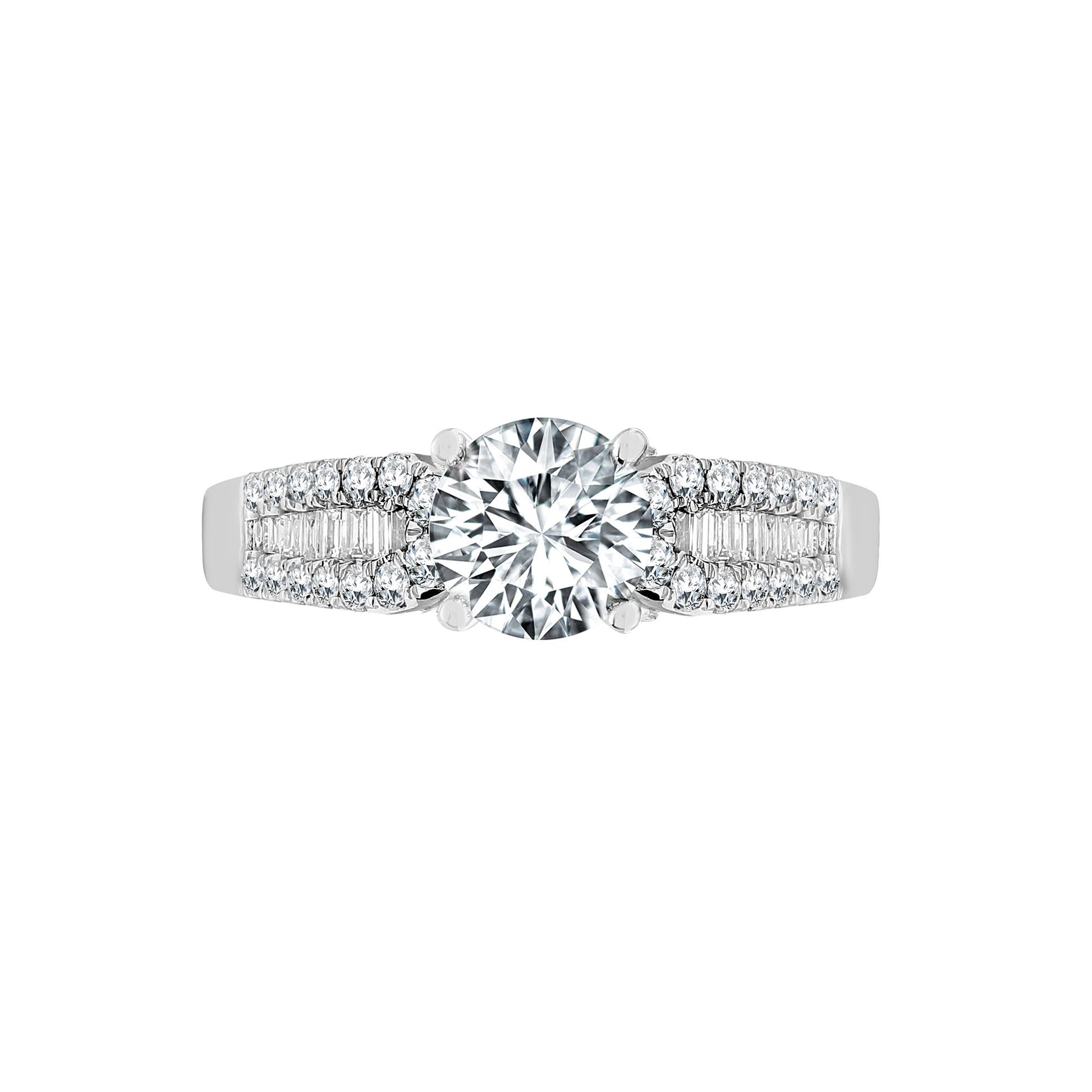 18ct White Gold 42pt Semi Set Natural Diamond Ring Mount. Fits 1.00ct