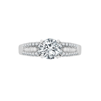 18ct White Gold 42pt Semi Set Natural Diamond Ring Mount. Fits 1.00ct