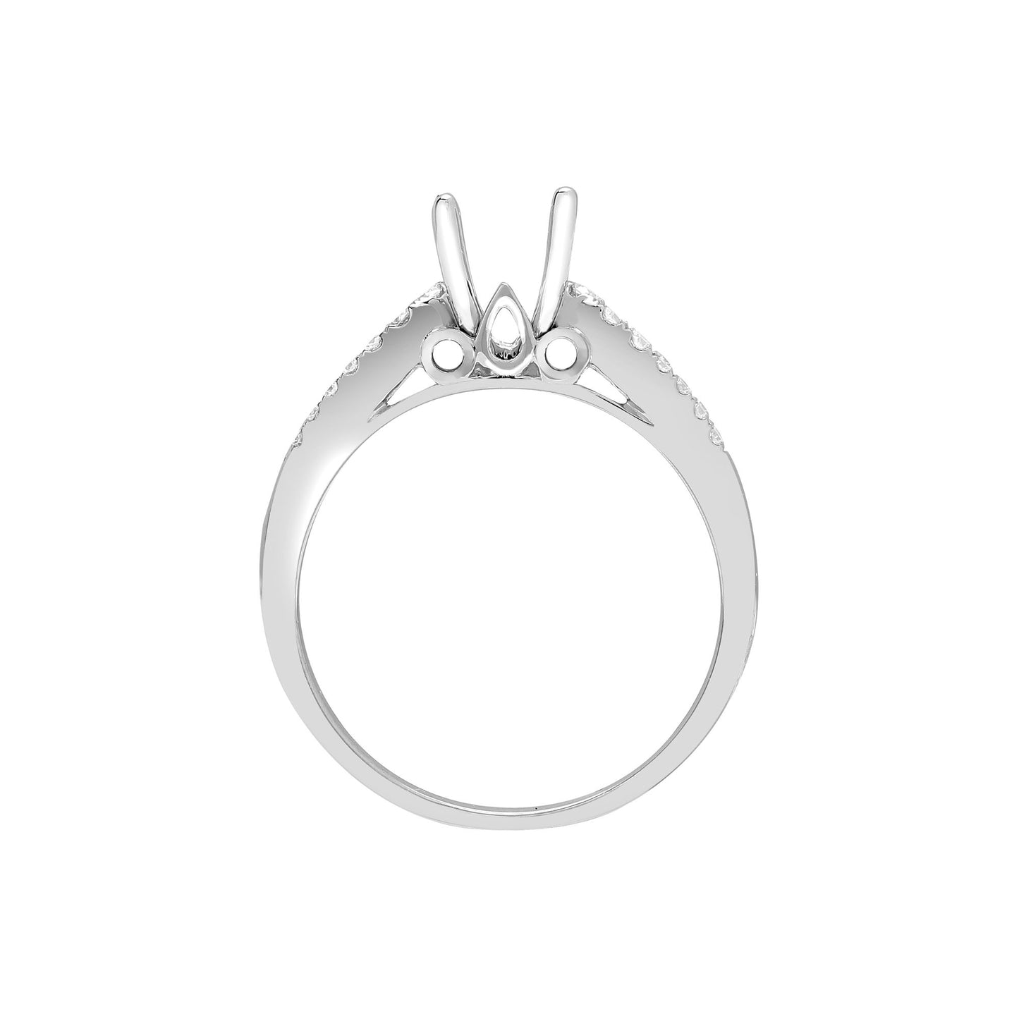 18ct White Gold 42pt Semi Set Natural Diamond Ring Mount. Fits 1.00ct