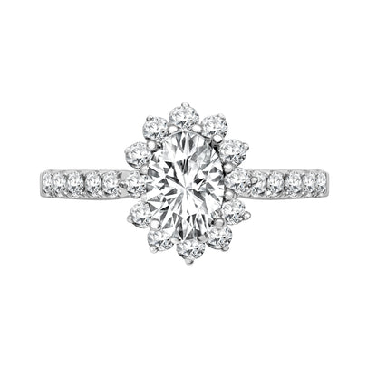 J | 18ct White Gold 50pt Semi Set Natural Diamond Ring Mount.Fits7x5.5mm
