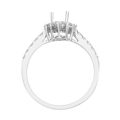 J | 18ct White Gold 50pt Semi Set Natural Diamond Ring Mount.Fits7x5.5mm