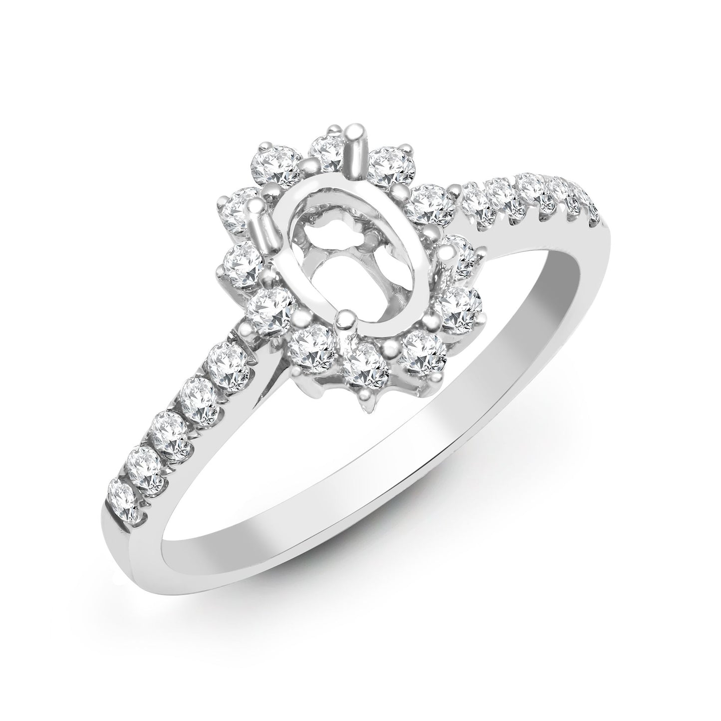 J | 18ct White Gold 50pt Semi Set Natural Diamond Ring Mount.Fits7x5.5mm