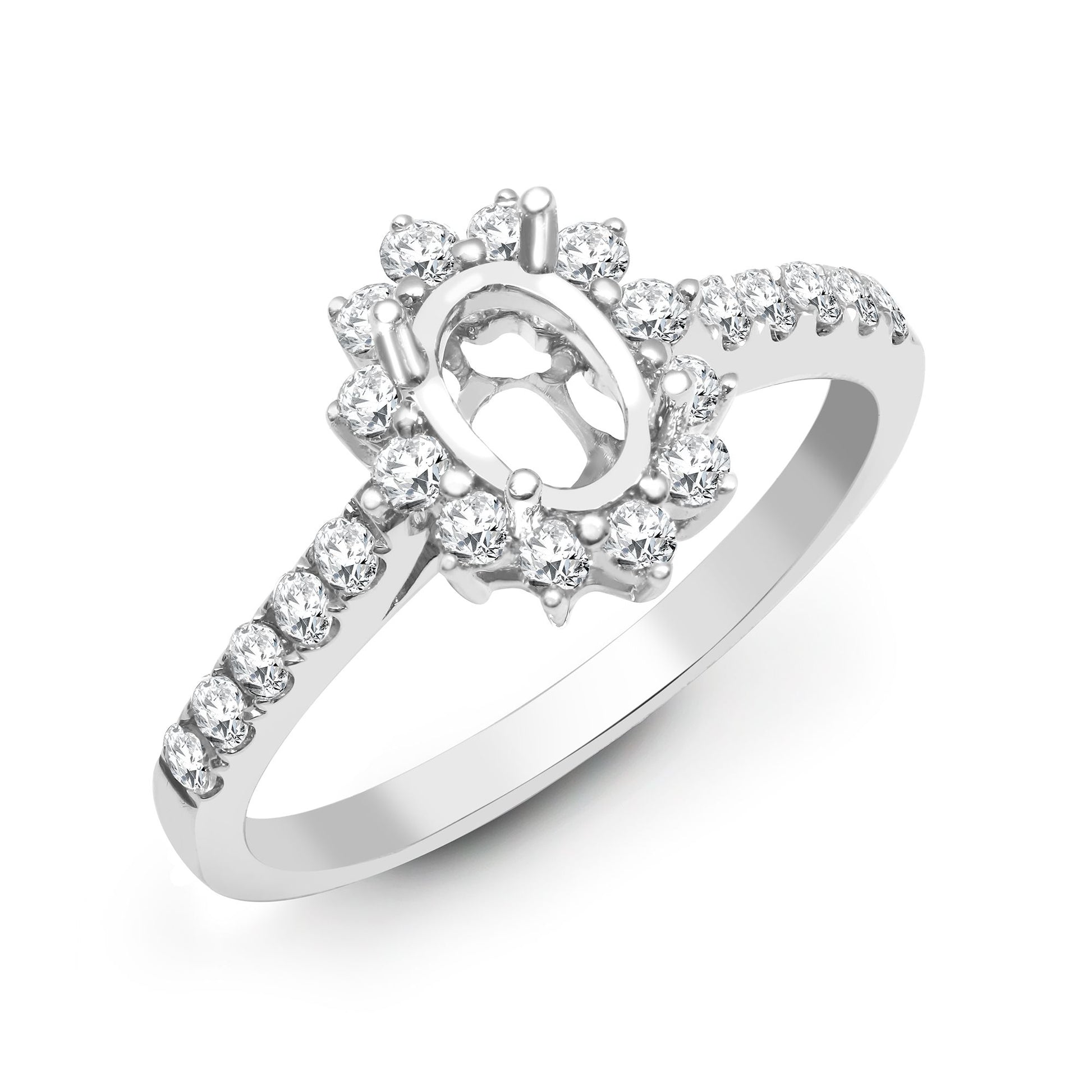 J | 18ct White Gold 50pt Semi Set Natural Diamond Ring Mount.Fits7x5.5mm