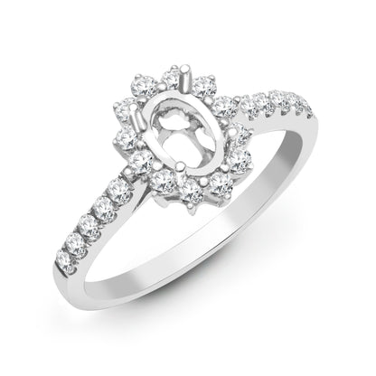J | 18ct White Gold 50pt Semi Set Natural Diamond Ring Mount.Fits7x5.5mm