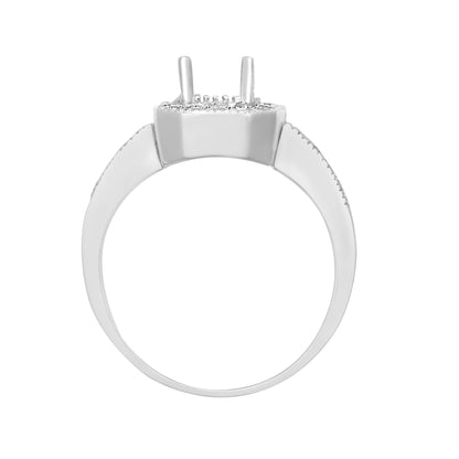 J | 18ct White Gold 43pt Semi Set Natural Diamond Ring Mount. Fits 7x5mm