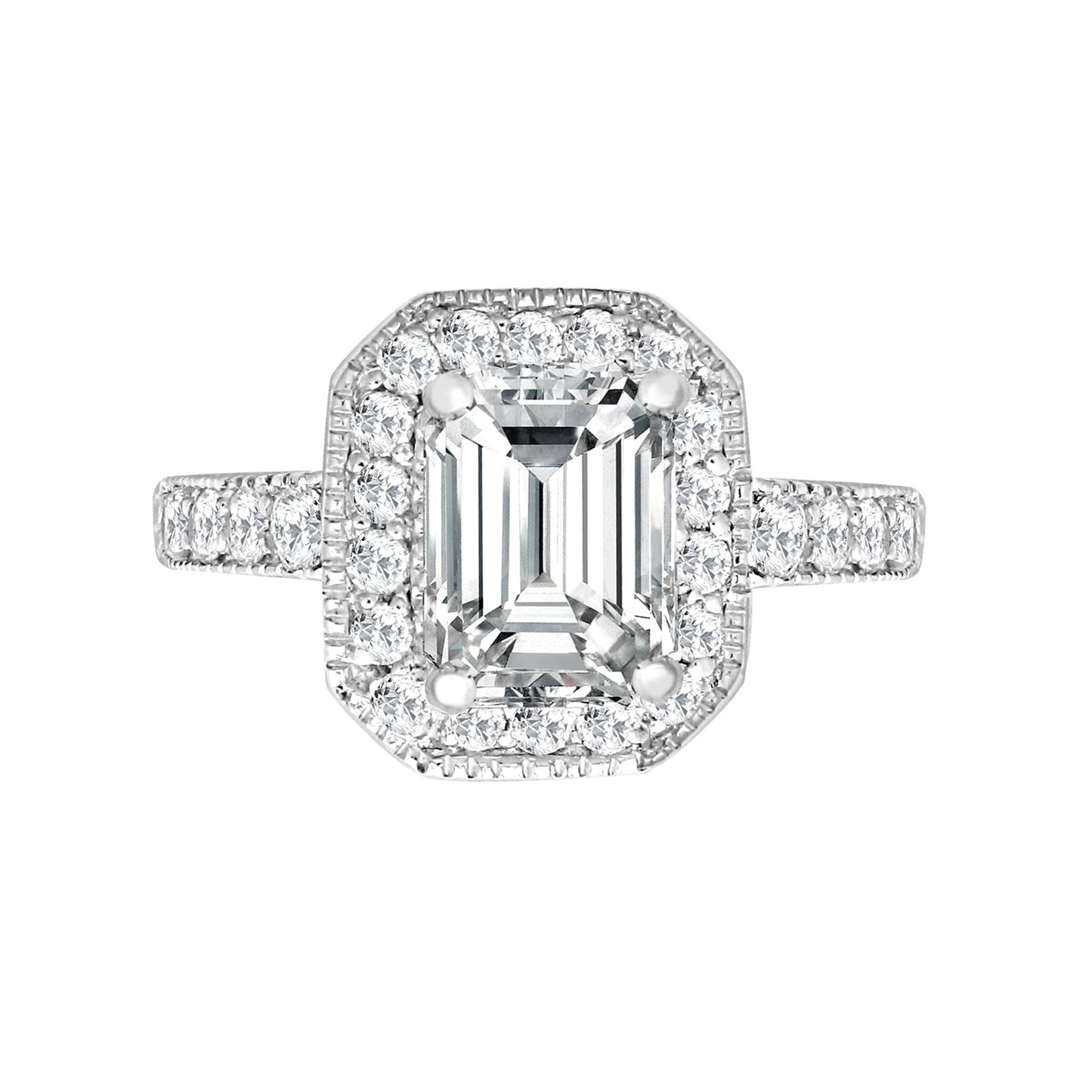 J | 18ct White Gold 43pt Semi Set Natural Diamond Ring Mount. Fits 9x7mm