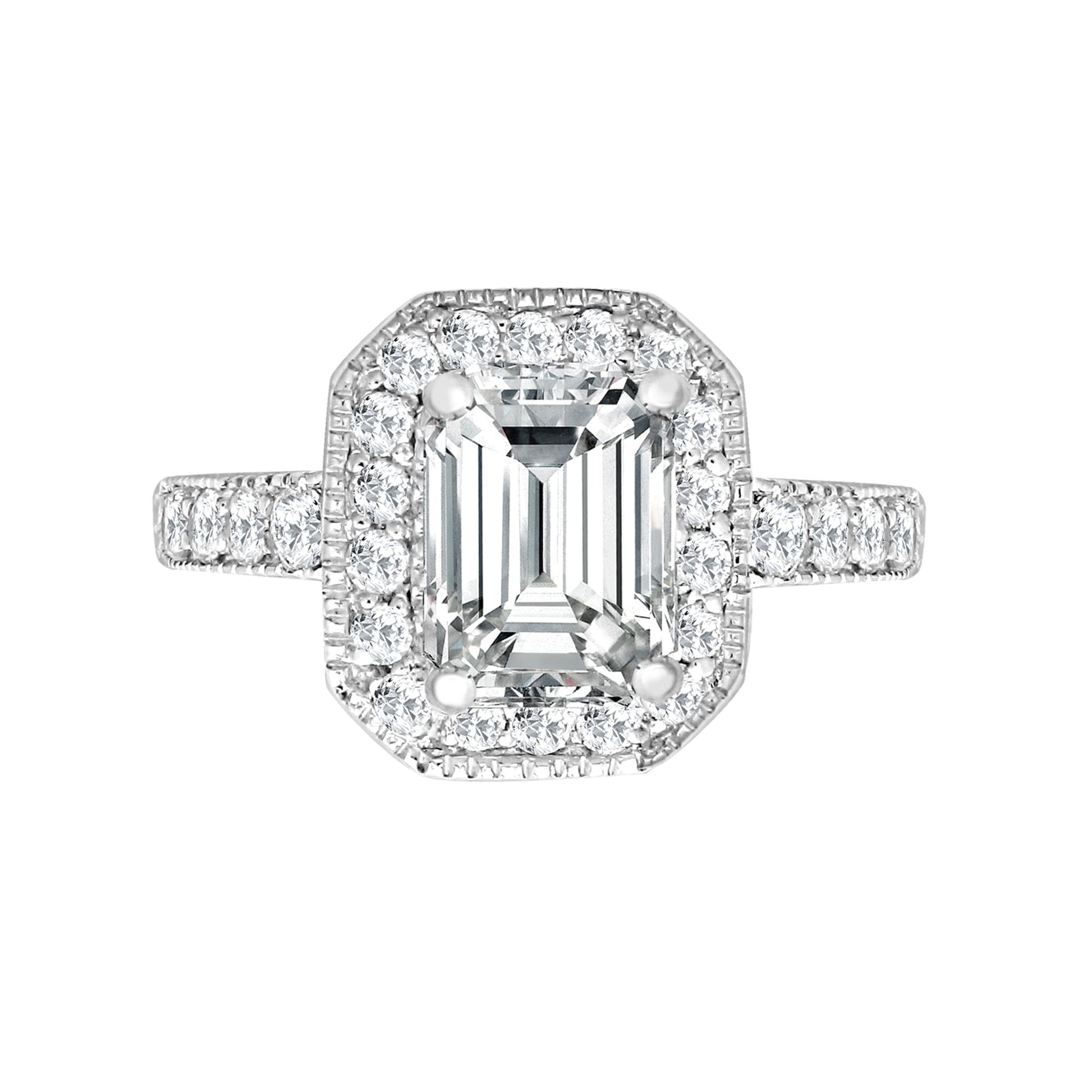 J | 18ct White Gold 43pt Semi Set Natural Diamond Ring Mount. Fits 9x7mm