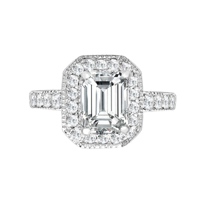 J | 18ct White Gold 43pt Semi Set Natural Diamond Ring Mount. Fits 9x7mm