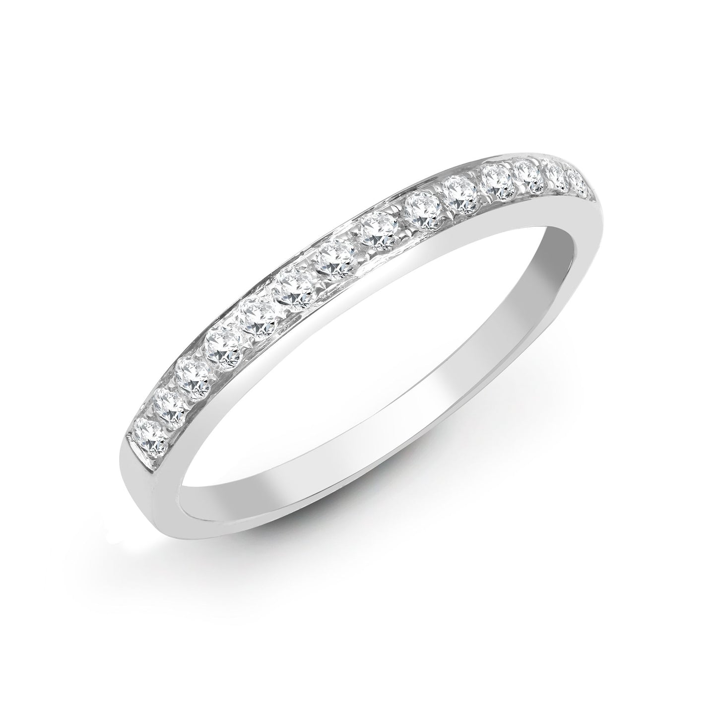 18ct White 0.50ct Pave Set Natural Diamond 1\2 Eternity Ring