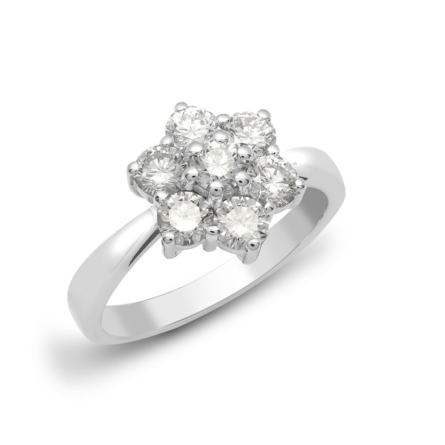 18ct White Gold 50pts 7 Stone Cluster Natural Diamond Ring