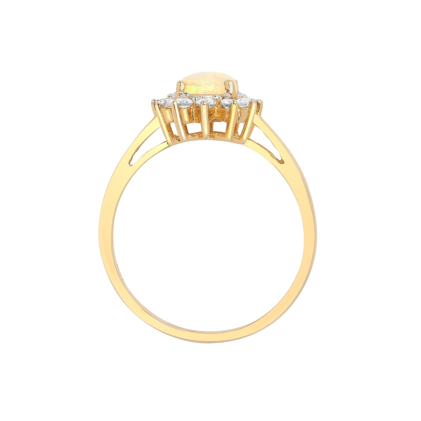 18ct Yellow Gold Natural Diamond And Opal Ring