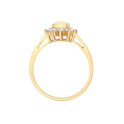 18ct Yellow Gold Natural Diamond And Opal Ring