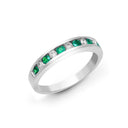 18ct White Gold Natural Diamond And Emerald Channel Set Half Eternity