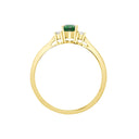 18ct Yellow Gold Natural Diamond And Emerald And 3 Stone Ring
