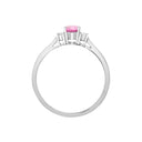 18ct White Gold Natural Diamond And Pink Sapphire And 3 Stone Ring