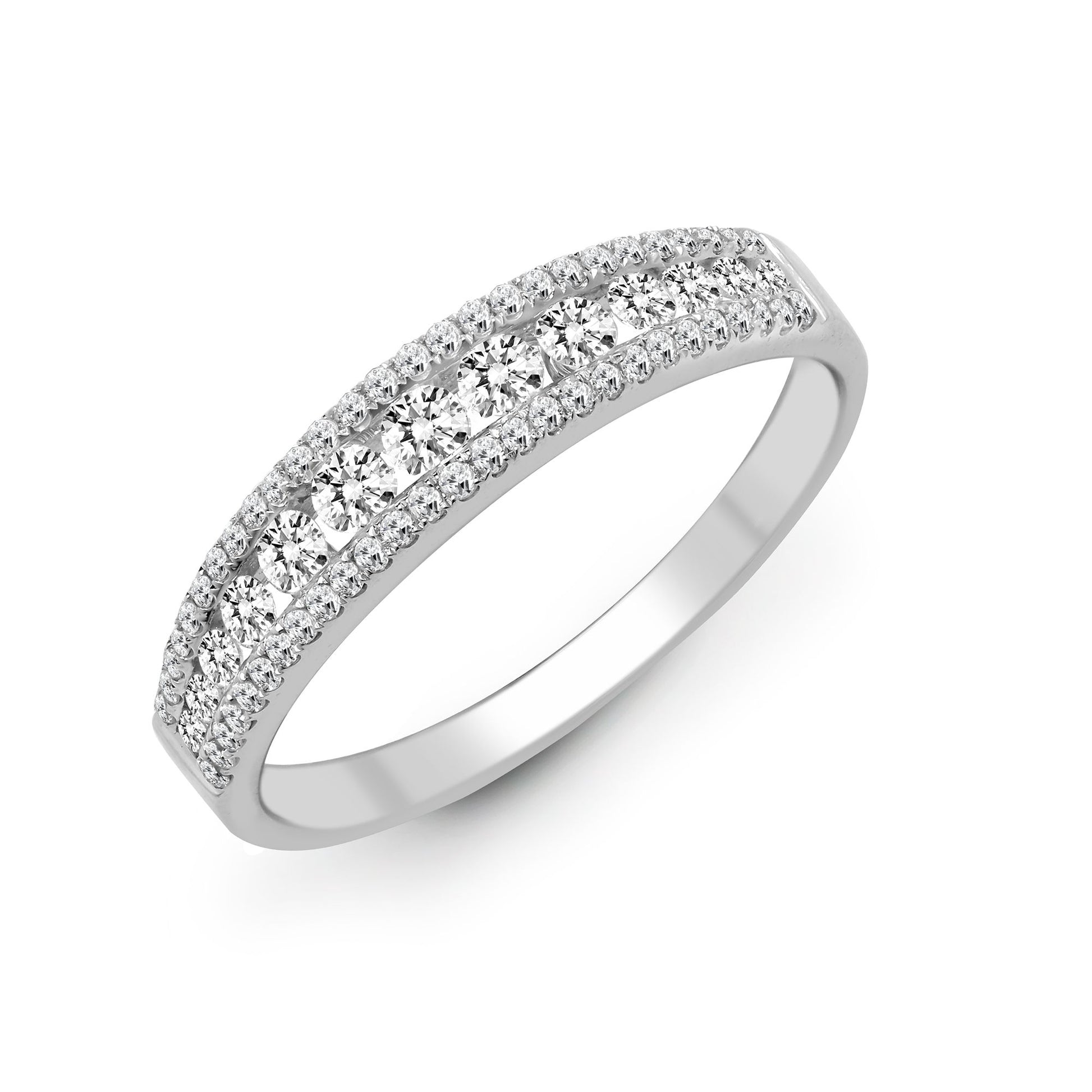 18ct White 0.47ct Natural Diamond 3 Row ? ET Ring