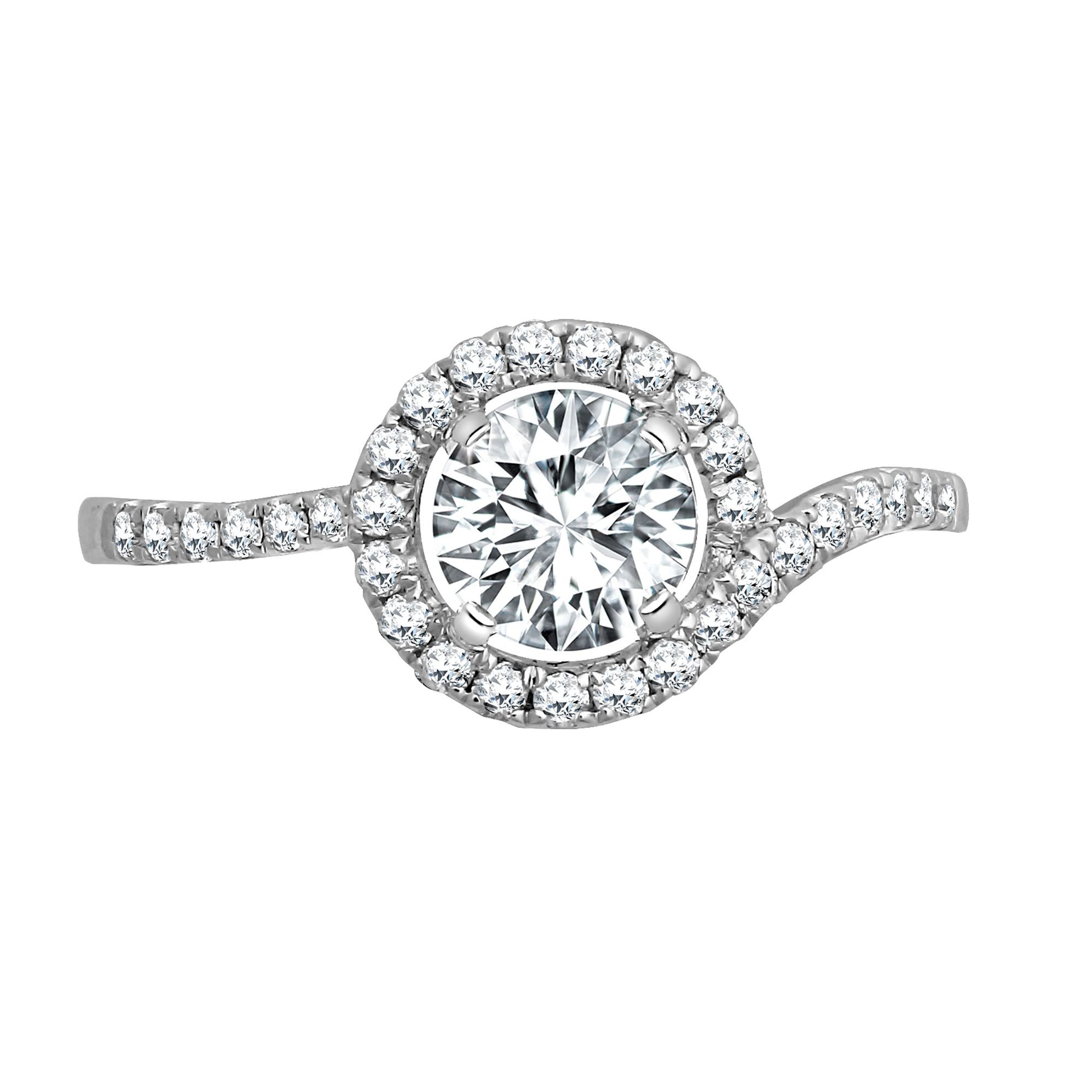 18ct White 0.28ct Natural Diamond Semi Set Ring - Holds 0.50ct