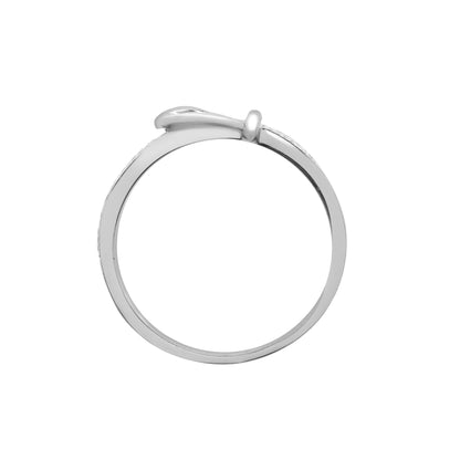 18ct White 0.34ct Natural Diamond Buckle Ring