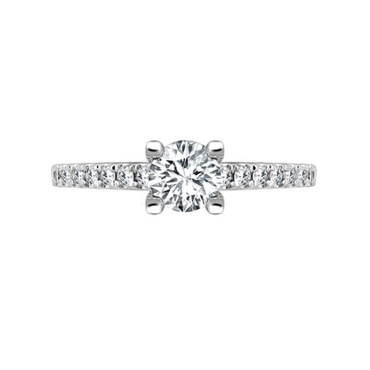 18ct White 0.17ct Natural Diamond Semi Set Ring - Holds 0.70ct