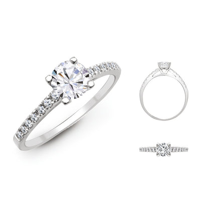 Lab 18ct White 0.17ct Diamond Semi Set Ring - Holds 0.70ct