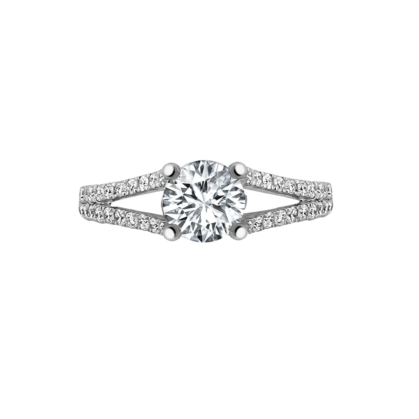 18ct White 0.37ct Natural Diamond Semi Set Ring - Holds 0.50ct