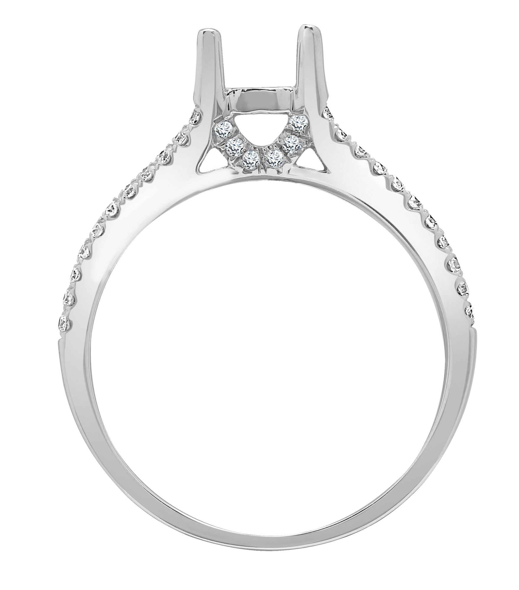 18ct White 0.37ct Natural Diamond Semi Set Ring - Holds 0.50ct