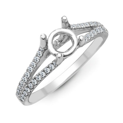 18ct White 0.37ct Natural Diamond Semi Set Ring - Holds 1.00ct