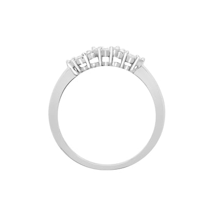 18ct White 0.45ct Natural Diamond 3 x 7 Cluster Ring
