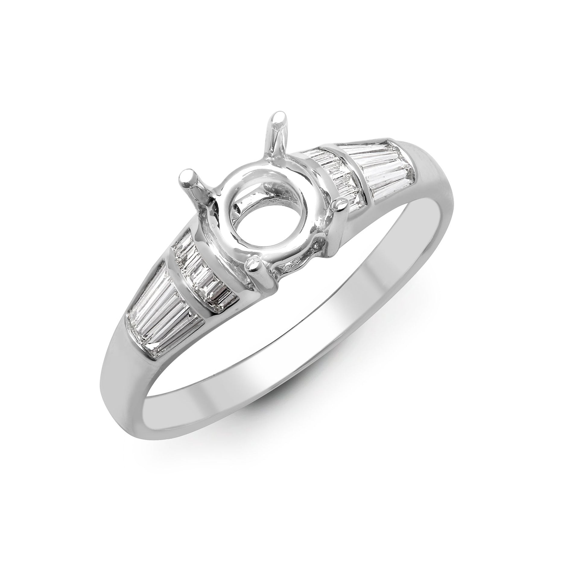 18ct White 0.36ct Natural Diamond Semi Set Ring - Holds 0.50ct